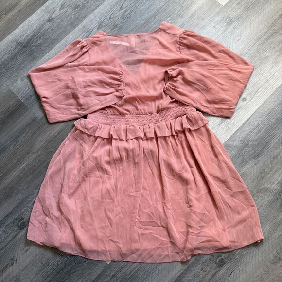 ASOS Dress Shirred Elastic Waist Skater Dress NEW Dusty Pink - Picture 8 of 12